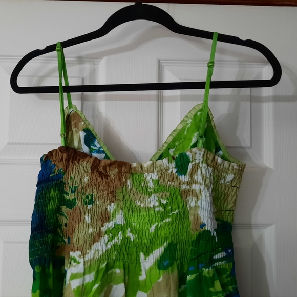 Vintage Y2K Cotton Summer Watercolour Print Dress - Picture 6 of 14
